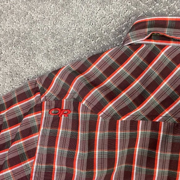 NWOT Outdoor Research Pearl Snap Shirt Men's Small Red Brown Short Sleeve Plaid - Picture 6 of 12